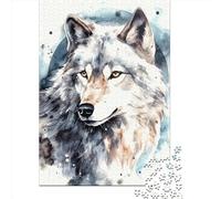 Puzzle en bois 1000 pièces - Motif loup rectangulaire - Créatif - Famille et amis - 1000 pièces (75 x 50 cm)