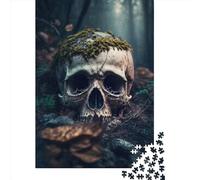 Puzzle en Bois 1000 pièces, Motif tête de Mort dans la forêt, Puzzle rectangulaire créatif, pour Les Jeux en Famille et Entre Amis, 1000 pièces (75 x 50 cm)