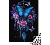 Puzzle en Bois 1000 Pièces - Papillon and Rose | Chef-d'Œuvre À Composer | Activité Relaxante, Satisfaction De L'Assemblage Complet