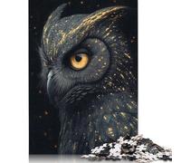 Puzzle en Bois 1000 pièces Portrait de Hibou doré Puzzle Activité familiale Cadeaux de Noël 1000 pièces (75 x 50 cm)