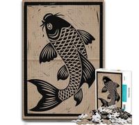 Puzzle en Bois 1000 pièces pour Adultes, Black and Tan Koi Fish Print
