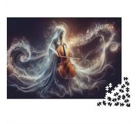 Puzzle en Bois 1000 pièces pour Adultes, Cello Music Notes Artwork De | Pour un moment en famille : ce puzzle 1000 pièces adulte offre une façon agréable de se détendre à la maison.