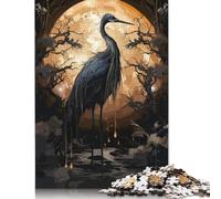 Puzzle en Bois 1000 pièces pour Adultes Cigogne Noire Puzzle Sauvage pour Enfants Jeux de Famille Cadeaux de Noël 1000 pièces (75 x 50 cm)