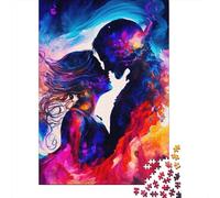 Puzzle en Bois 1000 pièces pour Adultes, Couple de Flammes Jumelles amoureuses, Puzzle pour Enfants, Jeux de Famille, Cadeaux de Noël, 1000 pièces (75 x 50 cm)