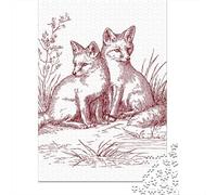 Puzzle en Bois 1000 pièces pour Adultes, De Noël Foxes in The Grass | Pour les amateurs qui aiment avancer étape par étape : ce puzzle adulte 1000 pièces offre une pause loin des écrans.