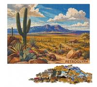 Puzzle en Bois 1000 pièces pour Adultes, Desert Landscape with Cactus | Idée cadeau pour le Nouvel An : activité sans écran à la maison seul ou à plusieurs.