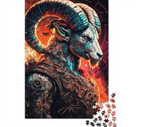 Puzzle en Bois 1000 Pièces pour Adultes - Design Guerrier Chèvre Rectangulaire, Créatif, Jeu d'Ingénie, 1000 Pièces (75x50cm)