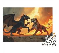 Puzzle en Bois 1000 pièces pour Adultes, Dragon Versus Tiger Battle De Noël
