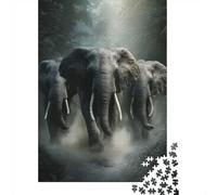 Puzzle en Bois 1000 pièces pour Adultes, Elephants in The Jungle