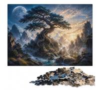 Puzzle en Bois 1000 pièces pour Adultes, Enchanted Moonlit Bonsai Waterfall | Cadeau de fin d'année pour adulte : activité autour de la table à la maison.