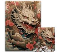 Puzzle en Bois 1000 pièces pour Adultes et Adolescents Motif Dragon Japonais idéal pour Les fêtes (75 x 50 cm)