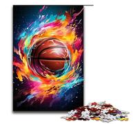 Puzzle en Bois 1000 pièces pour Adultes et Enfants par Jigsaw Fantasy Color Basketball Fire pour Adultes (75 x 50 cm)