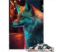 Puzzle en Bois 1000 Pièces pour Adultes et Enfants - Renard Néon - Jeu Éducatif (50x75 cm)