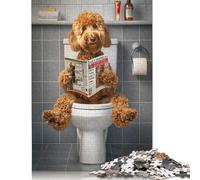 Puzzle en Bois 1000 pièces pour Adultes Goldendoodle sur Les Toilettes Puzzle carré pour Enfants Jeux en Famille Cadeaux de Noël 1000 pièces (75 x 50 cm)
