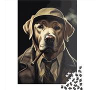 Puzzle en Bois 1000 Pièces pour Adultes Labrador Gangster Rectangle Créatif Exercice Cerveau 1000 Pièces (75x50cm)