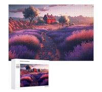 Puzzle en Bois 1000 pièces pour Adultes, Lavender Fields and Red Cottage