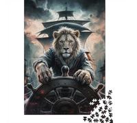 Puzzle en Bois 1000 pièces pour Adultes, Lion Captain at The Helm De