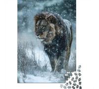 Puzzle en Bois 1000 pièces pour Adultes, Lion in Winter Snowfall De | Pour la période de l'Avent : ce puzzle 1000 pièces adulte transforme les vacances d'hiver en pause puzzle.