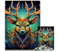 Puzzle en Bois 1000 pièces pour Adultes, Motif cerf psychédélique, idéal pour Les Adolescents, idéal pour Une soirée de Jeux en Famille 50x75cm / 19,68x29,52 Pouces.