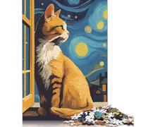 Puzzle en Bois 1000 pièces pour Adultes, Motif Chat étoilé, Jeux de Famille, Cadeaux de Noël, 1000 pièces (75 x 50 cm)