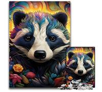 Puzzle en Bois 1000 pièces pour Adultes Motif Fleurs de Blaireau à Miel 50x75cm / 19,68x29,52 Pouces
