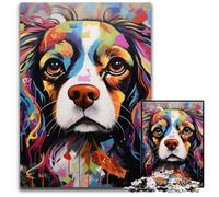 Puzzle en Bois 1000 pièces pour Adultes, Motif Graffiti King Charles Spaniel, idéal pour décorer et stimuler Le Cerveau, 50x75cm / 19,68x29,52 Pouces