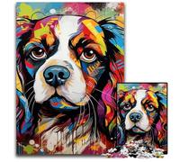Puzzle en Bois 1000 pièces pour Adultes, Motif Graffiti King Charles Spaniel, idéal pour décorer et stimuler Le Cerveau, 50x75cm / 19,68x29,52 Pouces