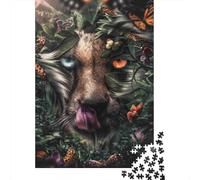 Puzzle en Bois 1000 pièces pour Adultes, Motif guépard Floral, Puzzle carré pour Enfants, Jeux en Famille, Cadeaux de Noël, 1000 pièces (75 x 50 cm)