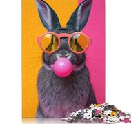 Puzzle en Bois 1000 pièces pour Adultes, Motif Lapin Chewing-Gum, pour Enfants, Jeux en Famille, Cadeaux de Noël, 1000 pièces (75 x 50 cm)