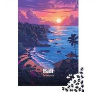 Puzzle en Bois 1000 pièces pour Adultes, Nouvel an Bali Indonesia Sunset