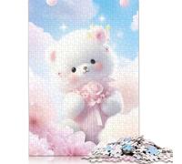 Puzzle en Bois 1000 pièces pour Adultes, Ours en Peluche Blanc, Puzzle carré pour Enfants, Jeux en Famille, Cadeaux de Noël, 1000 pièces (75 x 50 cm)