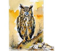 Puzzle en Bois 1000 pièces pour Adultes, Portrait de Hibou Aquarelle, Puzzle carré pour Enfants, Jeux en Famille, Cadeaux de Noël, 1000 pièces (75 x 50 cm)