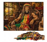 Puzzle en Bois 1000 pièces pour Adultes, Rasta Lion Man with Dreadlocks | Une activité puzzle flexible - un montage clair zone par zone sur plusieurs sessions.