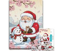 Puzzle en Bois 1000 pièces pour Adultes, Santa Snowman Cherry Blossoms | Le montage en commençant par les bords: un passe-temps pratique en intérieur le w nd.