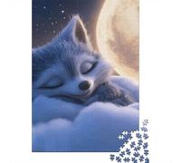 Puzzle en Bois 1000 pièces pour Adultes, Sleeping Fox Under The Moon