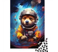 Puzzle en Bois 1000 pièces pour Adultes, Space Fox Astronaut De Noël