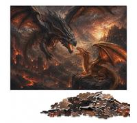 Puzzle en Bois 1000 pièces pour Adultes, Two Dragons Facing Each Other | Cadeau puzzle: indices de couleur et de forme pour organiser le montage le w nd.