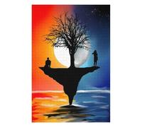 Puzzle en Bois 1000 pièces pour Adultes, Two Figures on a Tree Silhouette