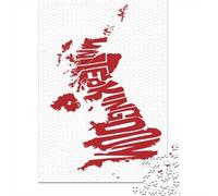 Puzzle en Bois 1000 pièces pour Adultes, United Kingdom Typography Map