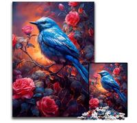 Puzzle en Bois 1000 pièces représentant Un Adorable Petit Oiseau Bleu, idéal pour la décoration intérieure et Les fêtes de Fin d'année (50x75cm)