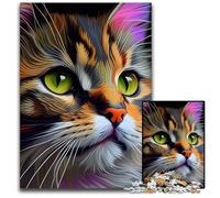 Puzzle en Bois 1000 pièces représentant Un Chat Pop Art, idéal pour Noël, Halloween, Pâques et Le Nouvel an 50x75cm/19,68x29,52 Pouces