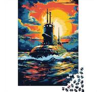 Puzzle en Bois 1000 pièces représentant Un Porte-Avions coloré, pour Adultes et Adolescents. Jeu éducatif sur Plateau en Bois, 1000 pièces (75 x 50 cm).