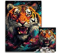 Puzzle en Bois 1000 pièces représentant Un Tigre majestueux idéal pour Les Adolescents et Les familles. Décoration DIY Parfaite et défi cérébral. 1000 pièces (75 x 50 cm).