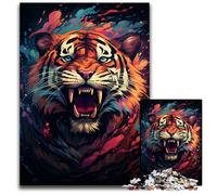 Puzzle en Bois 1000 pièces représentant Un Tigre majestueux idéal pour Les Adolescents et Les familles. Décoration DIY Parfaite et défi cérébral. 1000 pièces (75 x 50 cm).