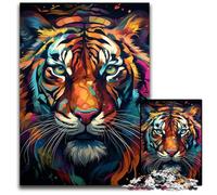 Puzzle en Bois 1000 pièces représentant Un Tigre majestueux idéal pour Les Adolescents et Les familles. Décoration DIY Parfaite et défi cérébral. 1000 pièces (38 x 26 cm).