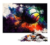 Puzzle en Bois 1000 pièces représentant Un Volley-Ball, Peinture à l'huile, pour Adultes et Adolescents, idéal comme Cadeau d'anniversaire ou de Vacances, 50x75cm / 19,68x29,52 Pouces