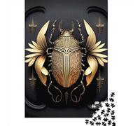 Puzzle en Bois 1000 Pièces Scarabée Noir Doré Reine pour Adultes Jeu Éducatif Jouet de Défi 1000 Pièces (75x50cm)