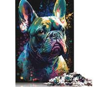 Puzzle en Bois 1000 pièces Style Bouledogue français 4 pour Adultes, Difficile, 1000 pièces (75 x 50 cm)