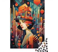 Puzzle en Bois 1000 Pièces Visage Femme Abstrait pour Adultes et Adolescents Jeu Familial Cadeaux de Noël 1000 Pièces (75x50cm)