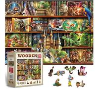 Puzzle en Bois 1000 Pièces WOODEN.CITY - Scènes Magiques d'Étagères - Cadeau Idéal pour Amateurs de Livres.